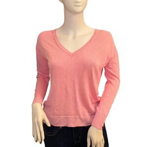 J. Crew Pink Linen Blend V-Neck Sweater Extra Small